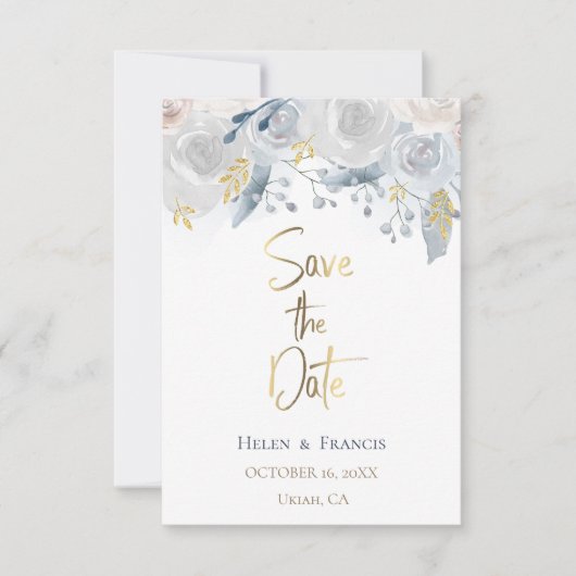 水淡い色の色の花日付を保存 招待状 (正面)