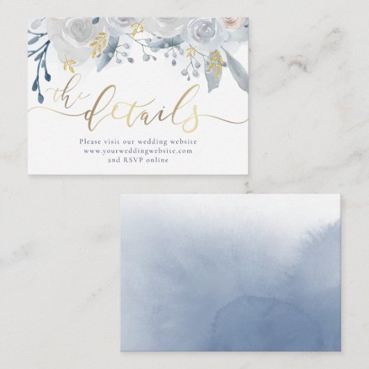 水淡い色の色の花結婚のウェブサイト エンクロージャーカード (正面/裏面)