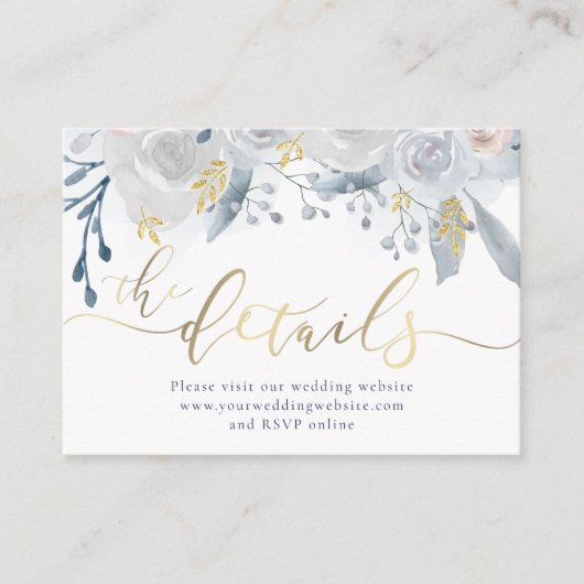 水淡い色の色の花結婚のウェブサイト エンクロージャーカード (正面)