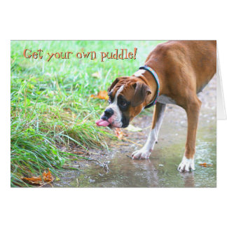 水溜カードと舌を突き出ている犬