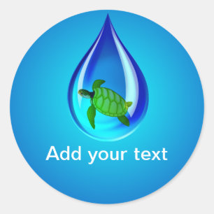 水滴とウミガメ ラウンドシール