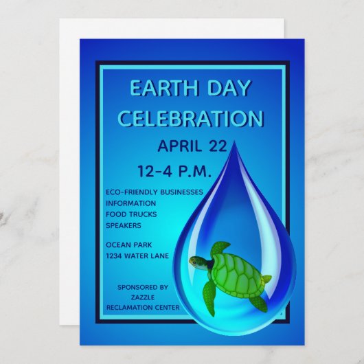 水滴とウミガメ 招待状 (正面/裏面)