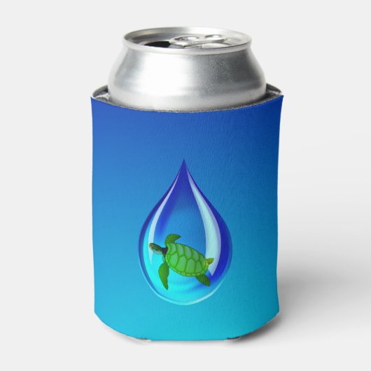 水滴とウミガメ 缶クーラー (缶正面)
