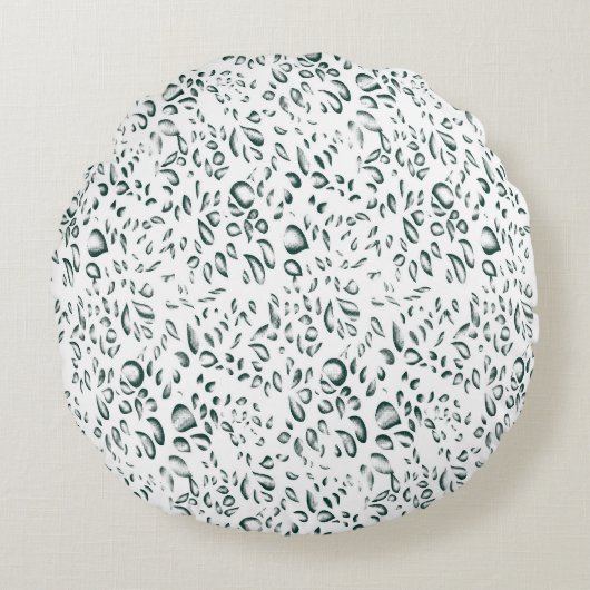 水滴の多い白い背景 ラウンドクッション (正面)