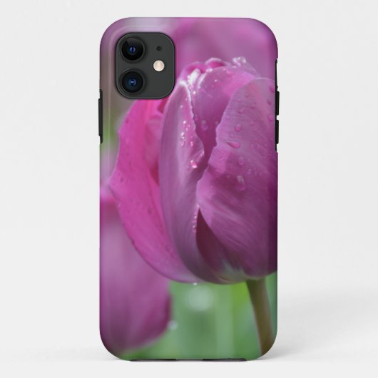 水滴の紫色のチューリップ Case-Mate iPhoneケース (裏面)