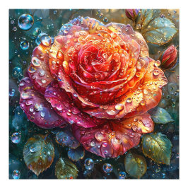 水滴の美しいバラ フォトプリント           