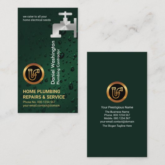 水滴の銀栓が水漏れする配管  名刺 (正面/裏面)