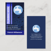 水滴の青いストライプ配管 名刺 (正面/裏面)