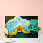 水滴を伴うエレガントな白い蘭の植物画 アクリルサイン (ウェディング)