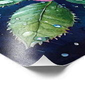 水滴を伴うピンクのバラの水彩画 フォトプリント            (角)