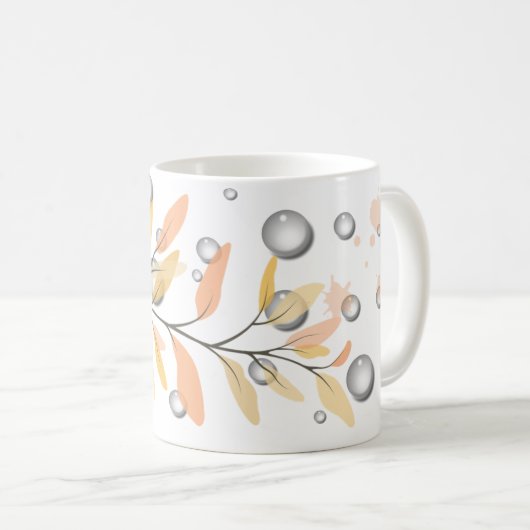 水滴を使用したミニマリズムのタイポグラフィのパターン コーヒーマグカップ (正面右)