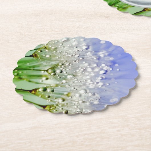 水滴を持つタンポポの種子 ペーパーコースター (アングル)