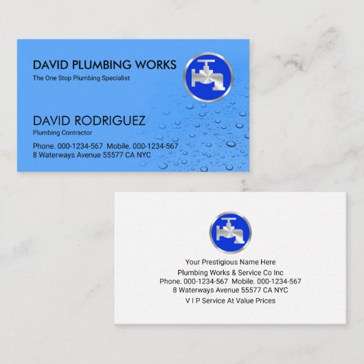 水滴を滴らせる水滴の配管 名刺 (正面/裏面)