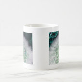 水滴カッコいい付きの緑と白のタンポポ コーヒーマグカップ (中央)