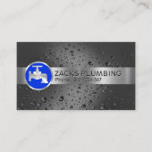 水滴ストライプ上の銀パイプライン 名刺 (正面)