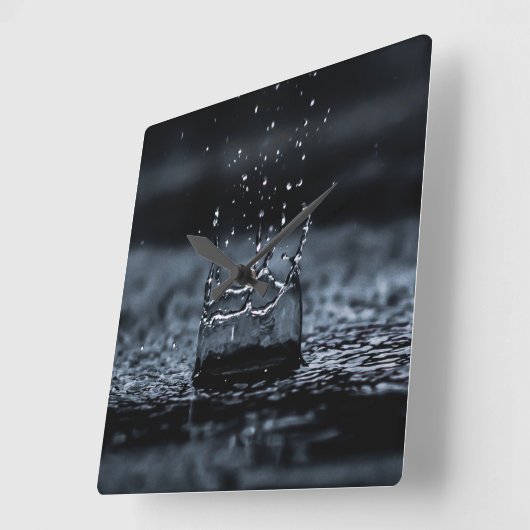 水滴デジタル壁紙 スクエア壁時計 (傾斜)