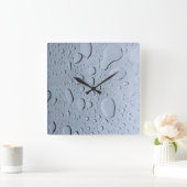水滴パターングレー抽象芸術 アート スクエア壁時計 (ホーム)