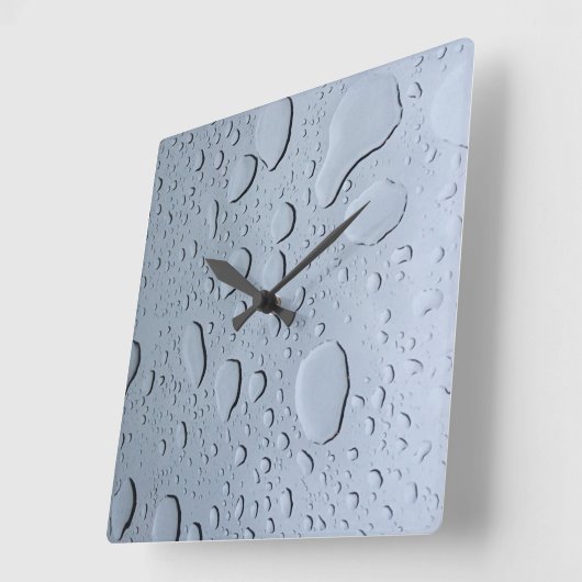 水滴パターングレー抽象芸術 アート スクエア壁時計 (傾斜)