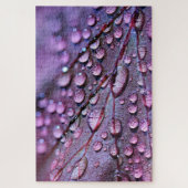 水滴パープルリーフマクロ撮影 ジグソーパズル (縦)
