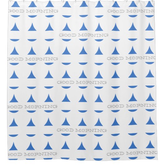 水滴ブルー文字任意の色 シャワーカーテン (正面)