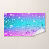 水滴ホットピンクとアクアブルーのグラデーション バスタオルセット (ハンドタオル)