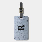 水滴抽象芸術モノグラムイニシャルグレイカスタム ラゲッジタグ (正面縦)
