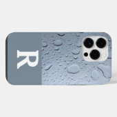 水滴抽象芸術モノグラムイニシャルグレイカスタム iPhoneケース (裏面横)