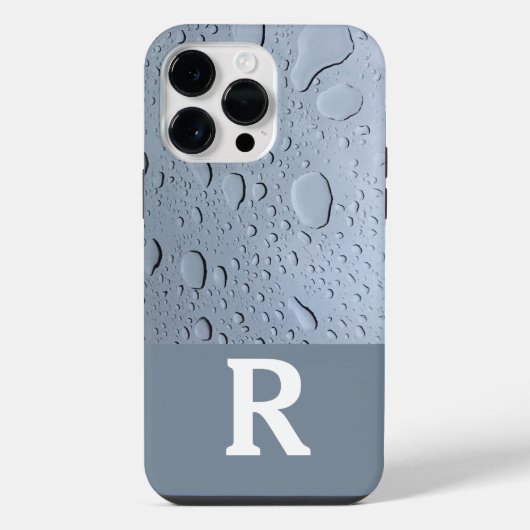 水滴抽象芸術モノグラムイニシャルグレイカスタム iPhoneケース (裏面)