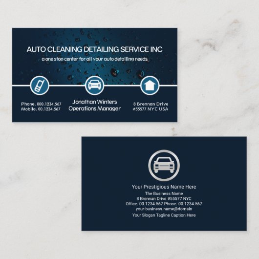 水滴特別アイコン洗縁ど車の車器 名刺 (正面/裏面)