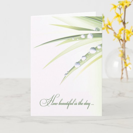 水滴結婚を持つ葉 カード (黄色い花)