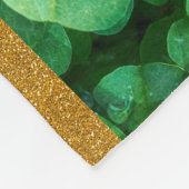 水滴葉付きグリーンクローバー フリースブランケット (角)