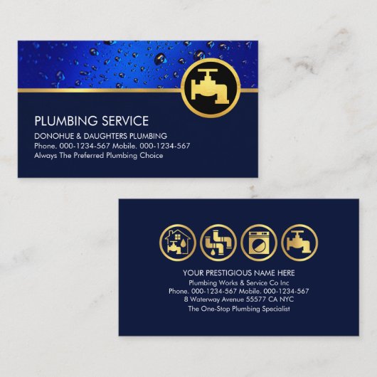 水滴（青） 名刺 (正面/裏面)