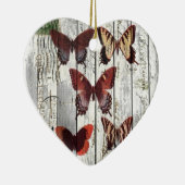 水漆喰を塗られた納屋の木製のボヘミアのフランスのな蝶 セラミックオーナメント (右)