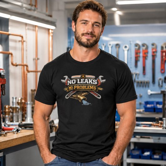 水漏れナシ トラブルナシ 面白い配管工Tシャツ Tシャツ