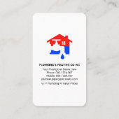 水漏れパイプ青い洪水の水 名刺 (裏面)