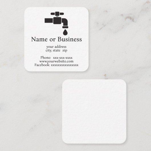 水漏れ蛇口 スクエア名刺 (正面/裏面)