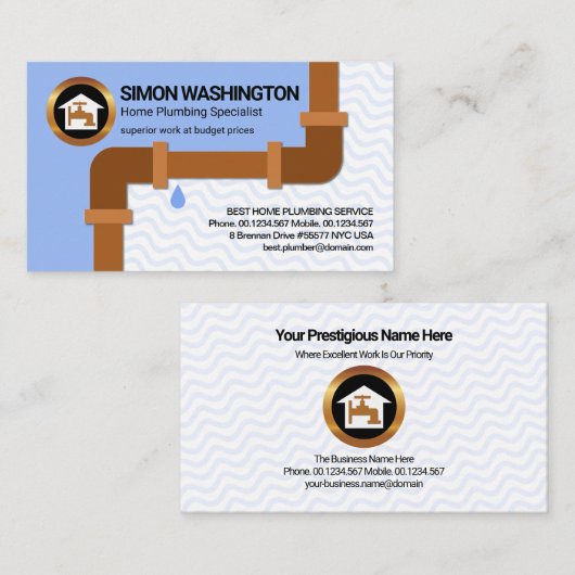 水漏れ配管パイプ青波状配管フィッター 名刺 (正面/裏面)