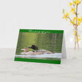 水潜り鳥およびベビー-あなたの考えること カード (黄色い花)