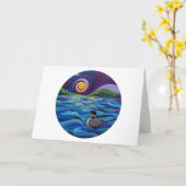 水潜り鳥が付いている挨拶状 カード (黄色い花)