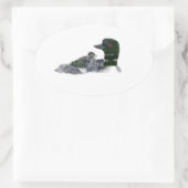 水潜り鳥のベビー船上に 楕円形シール (バッグ)