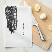 水潜り鳥の手描きの型どおりの作品 キッチンタオル (四つ折り)