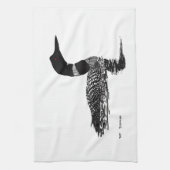 水潜り鳥の手描きの型どおりの作品 キッチンタオル (縦)