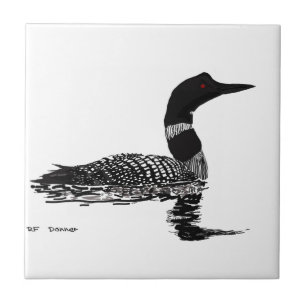 水潜り鳥の手描きの型どおりの作品 タイル