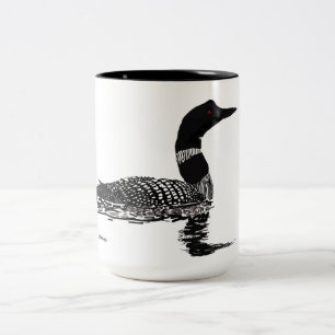 水潜り鳥の手描きの型どおりの作品 ツートーンマグカップ