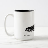 水潜り鳥の手描きの型どおりの作品 ツートーンマグカップ (左)