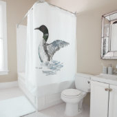 水潜り鳥の曲ること シャワーカーテン (インサイチュ)