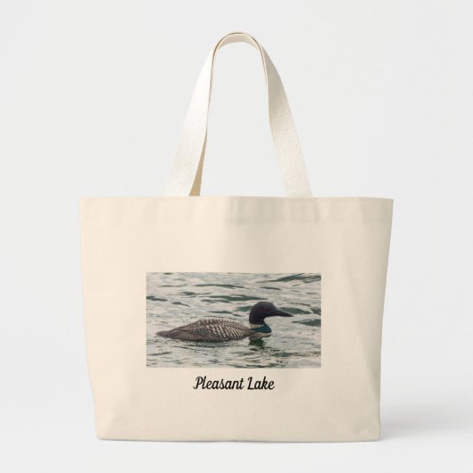 水潜り鳥の特大トートバック ラージトートバッグ (正面)