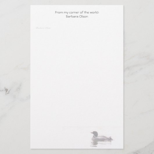 水潜り鳥の紙: 便箋 (正面)