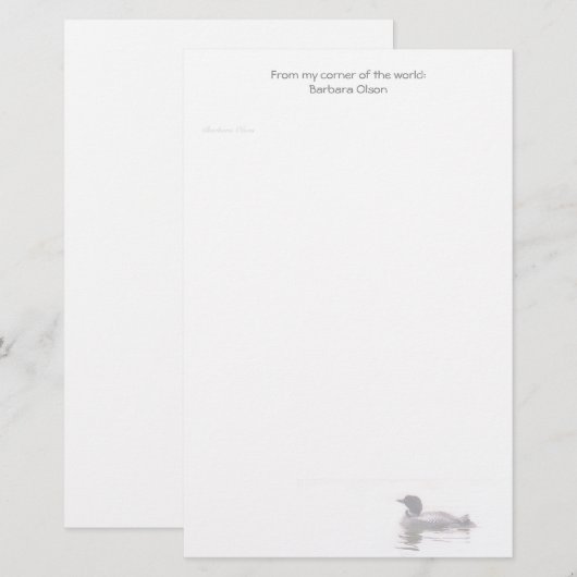 水潜り鳥の紙: 便箋 (正面/裏面)