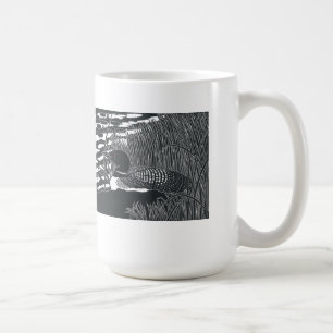 水潜り鳥のLinocutの共通のマグ コーヒーマグカップ
